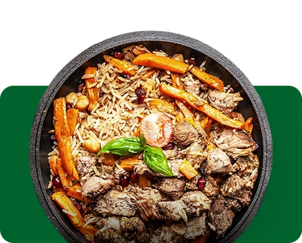 Rice pilaf with meat and carrots